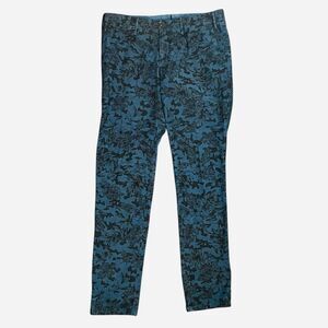 PT Torino Gillsans Stretch Tropical Floral Blue Black Skinny Jeans Size 35x34